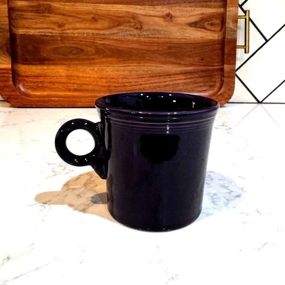 Fiesta Ring Handle Mug made by Homer Laughlin vintage 80s dark purple stoneware